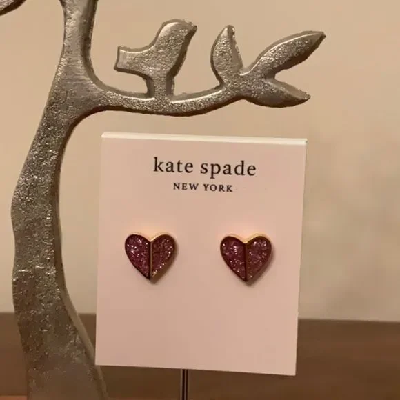 kate spade | Heritage Small Heart Stud Earrings | Pink - Picture 3 of 3